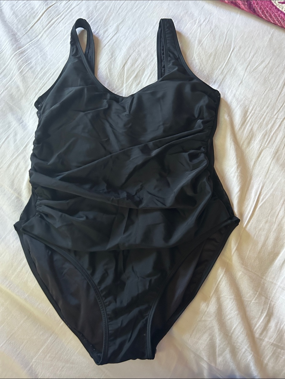 DKNY Black Ruching One-Piece Swimsuit